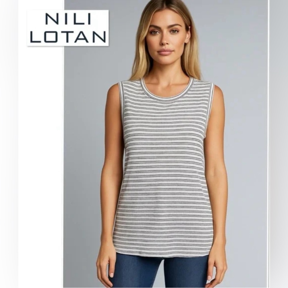 Nili Lotan Black and White Striped Tank Top